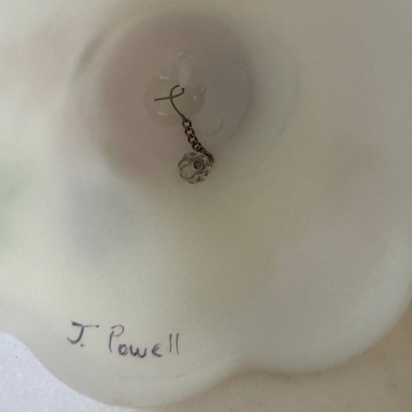 Fenton White Satin Glass Bell – Hand Painted Floral by J. Powell - Picture 5 of 5